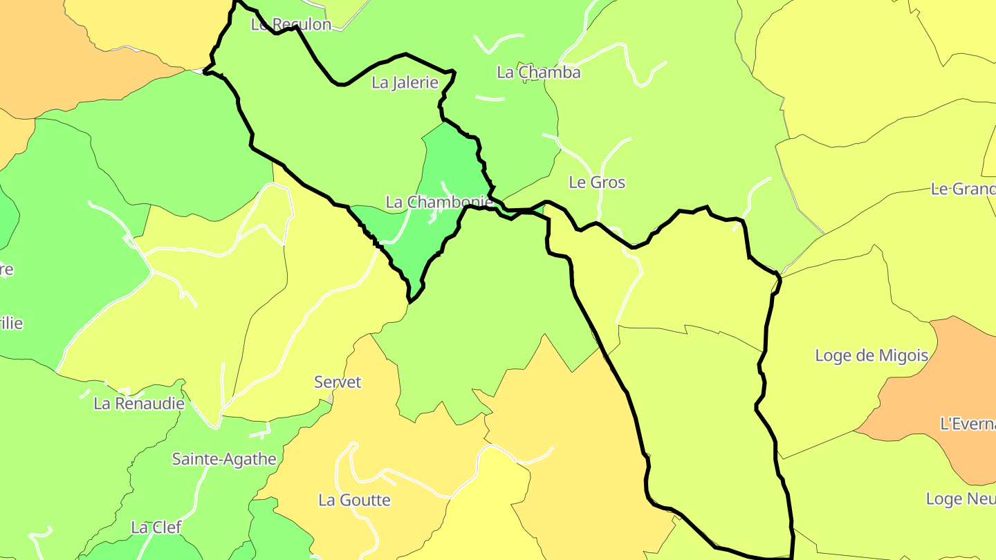 Carte des prix de l'immobilier La Chambonie