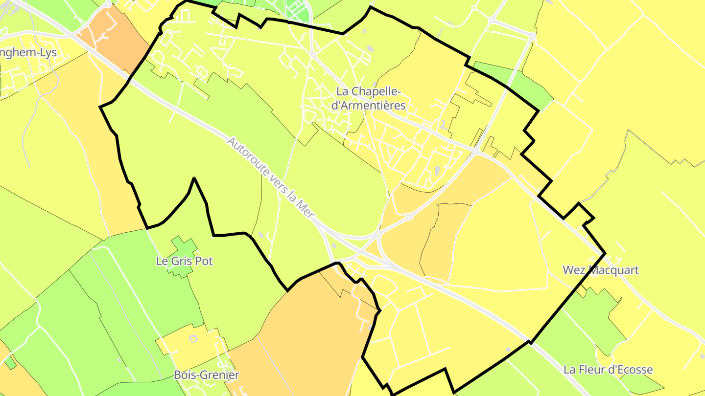 Carte des prix de l'immobilier La Chapelle-d'Armentières