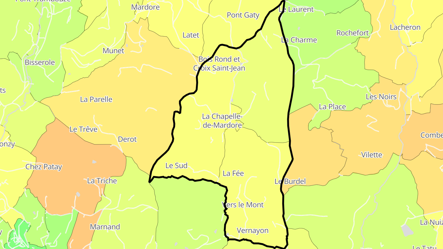 Carte des prix de l'immobilier La Chapelle-de-Mardore