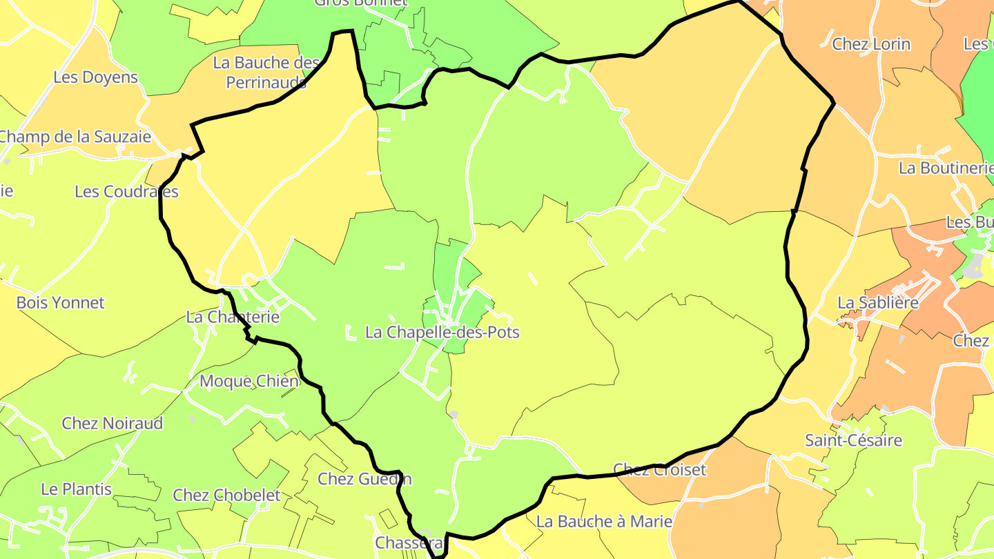Carte des prix de l'immobilier La Chapelle-des-Pots