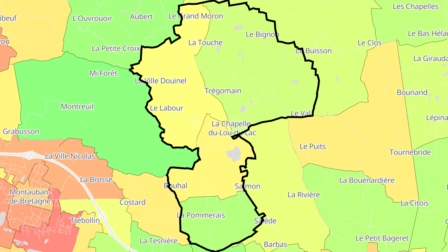 Carte des prix de l'immobilier La Chapelle du Lou du Lac