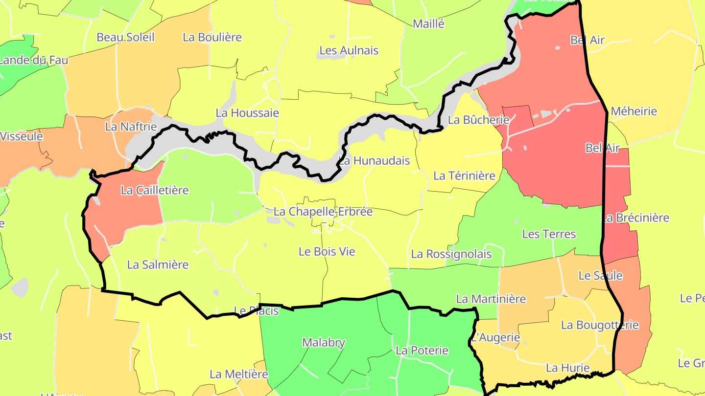 Carte des prix de l'immobilier La Chapelle-Erbrée