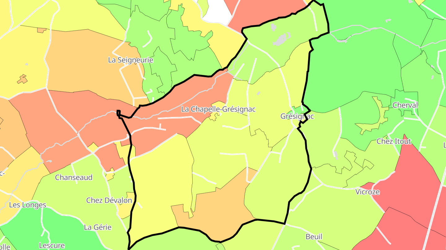 Carte des prix de l'immobilier La Chapelle-Grésignac