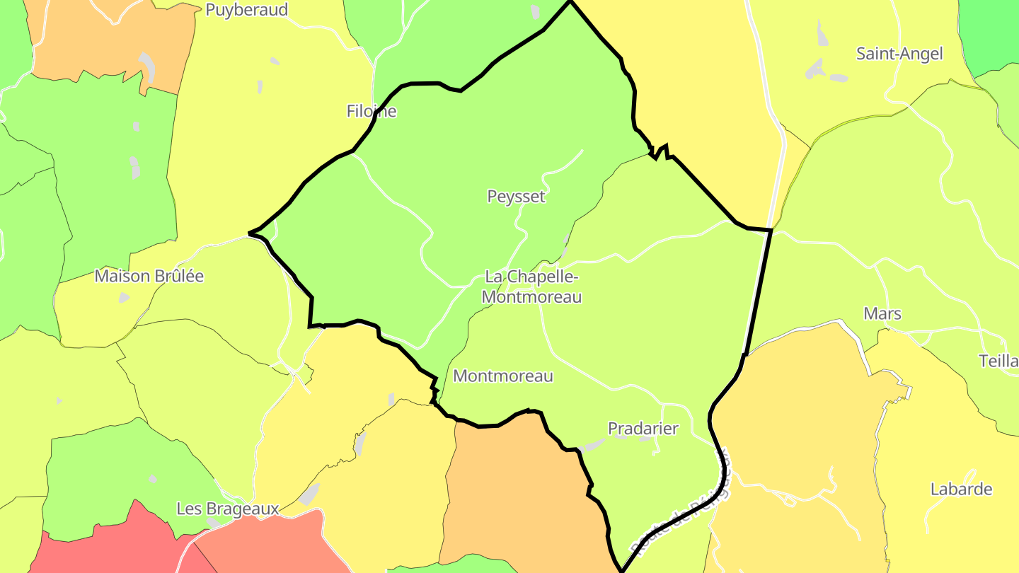 Carte des prix de l'immobilier La Chapelle-Montmoreau