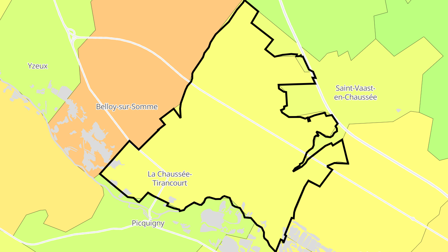 Carte des prix de l'immobilier La Chaussée-Tirancourt