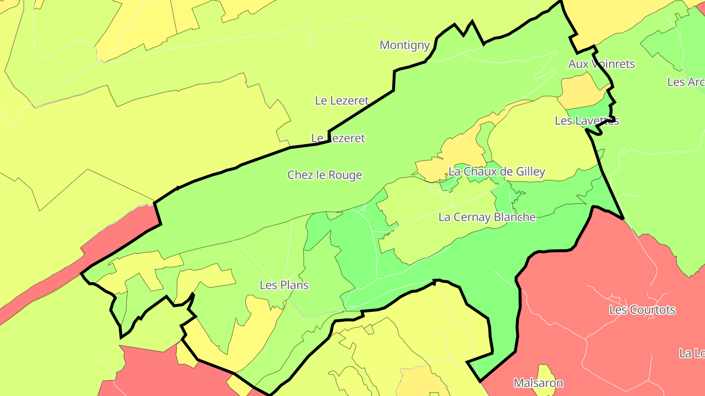 Carte des prix de l'immobilier La Chaux