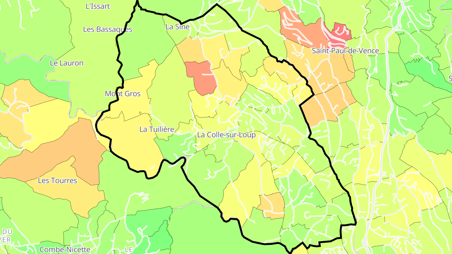 Carte des prix de l'immobilier La Colle-sur-Loup