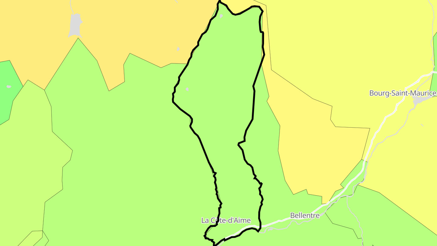 Carte des prix de l'immobilier La Côte-d'Aime
