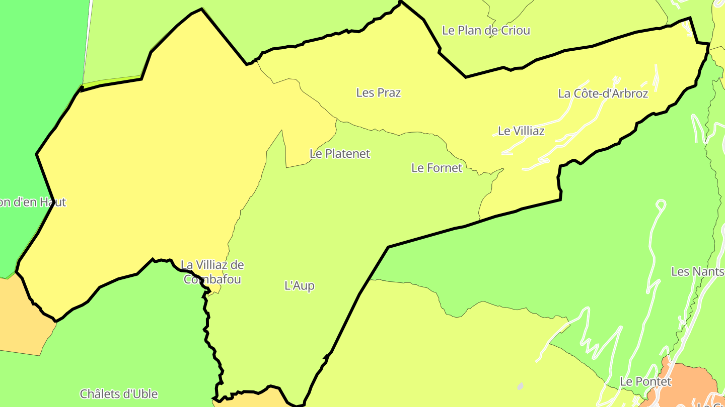 Carte des prix de l'immobilier La Côte-d'Arbroz