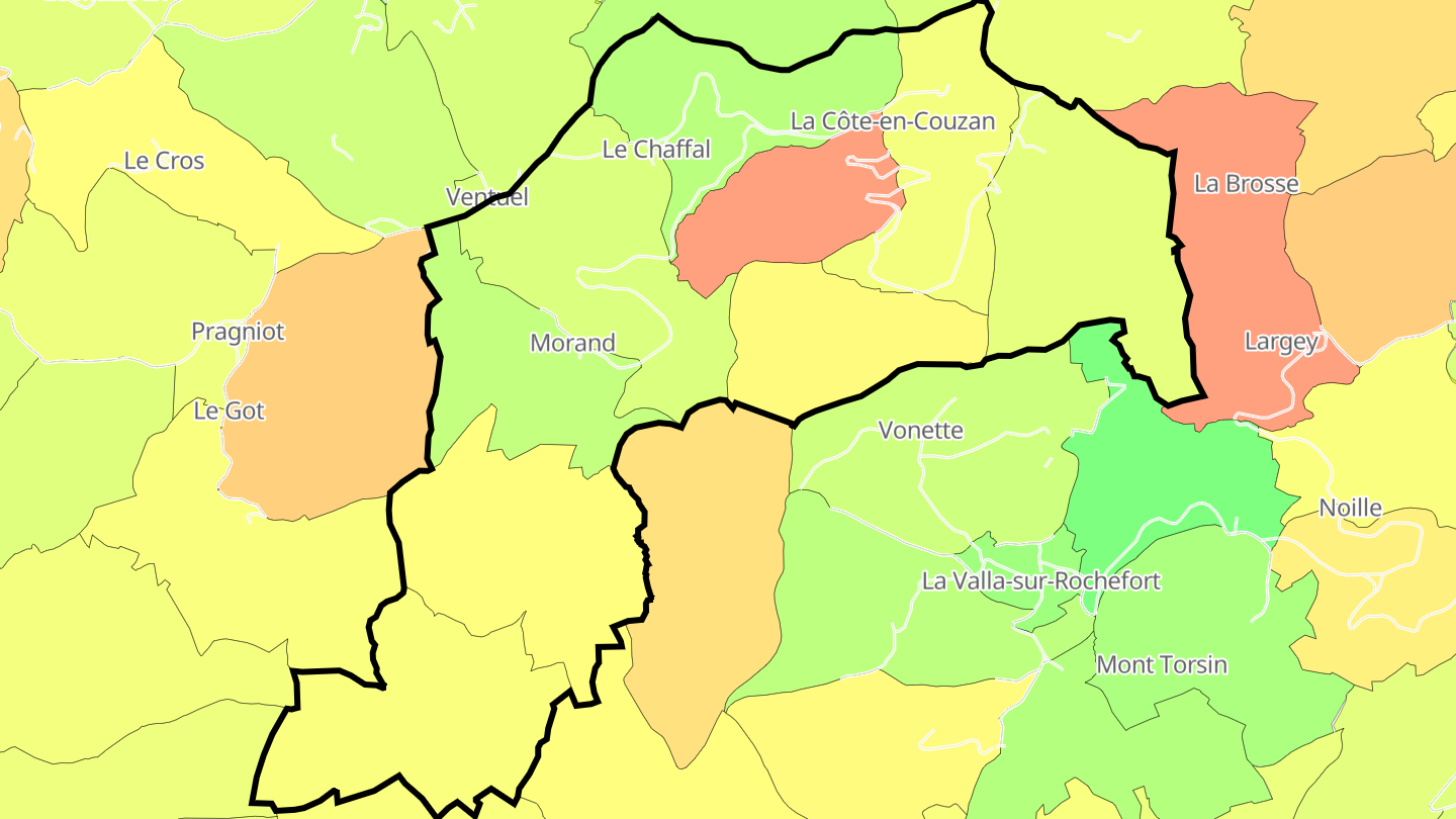 Carte des prix de l'immobilier La Côte-en-Couzan