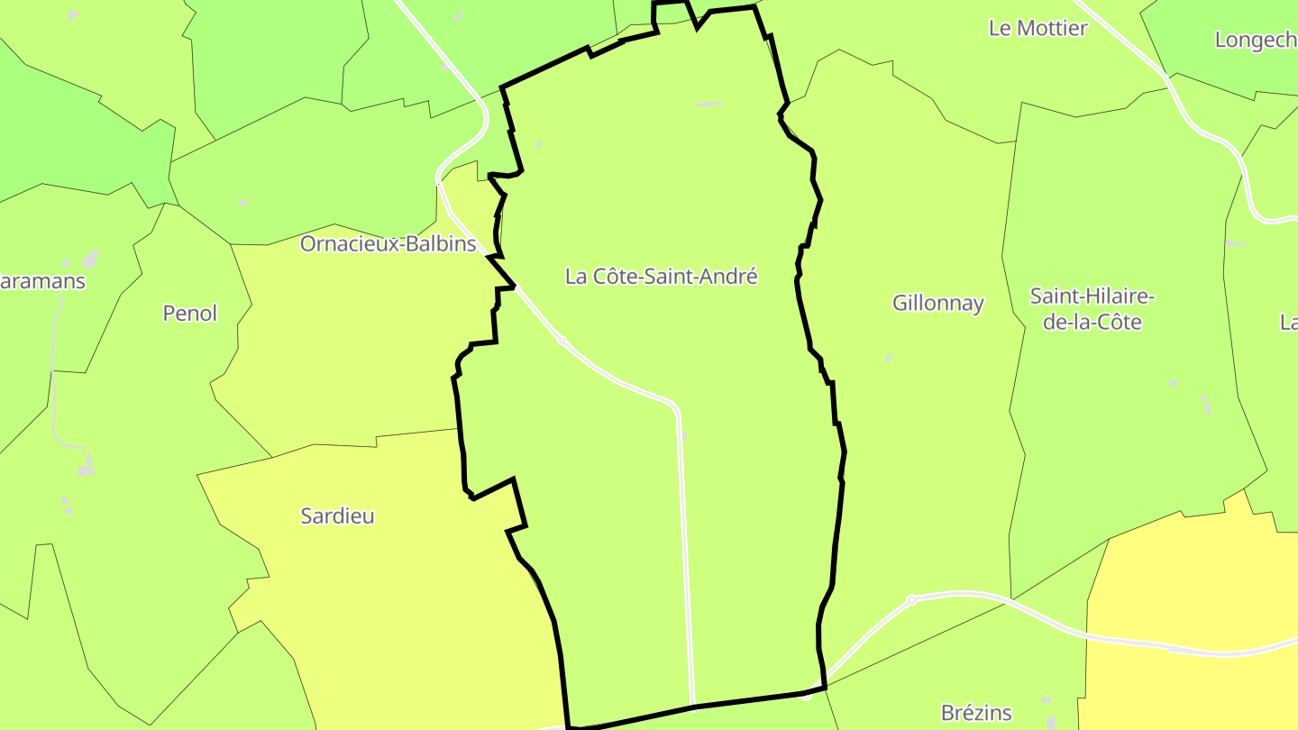 Carte des prix de l'immobilier La Côte-Saint-André