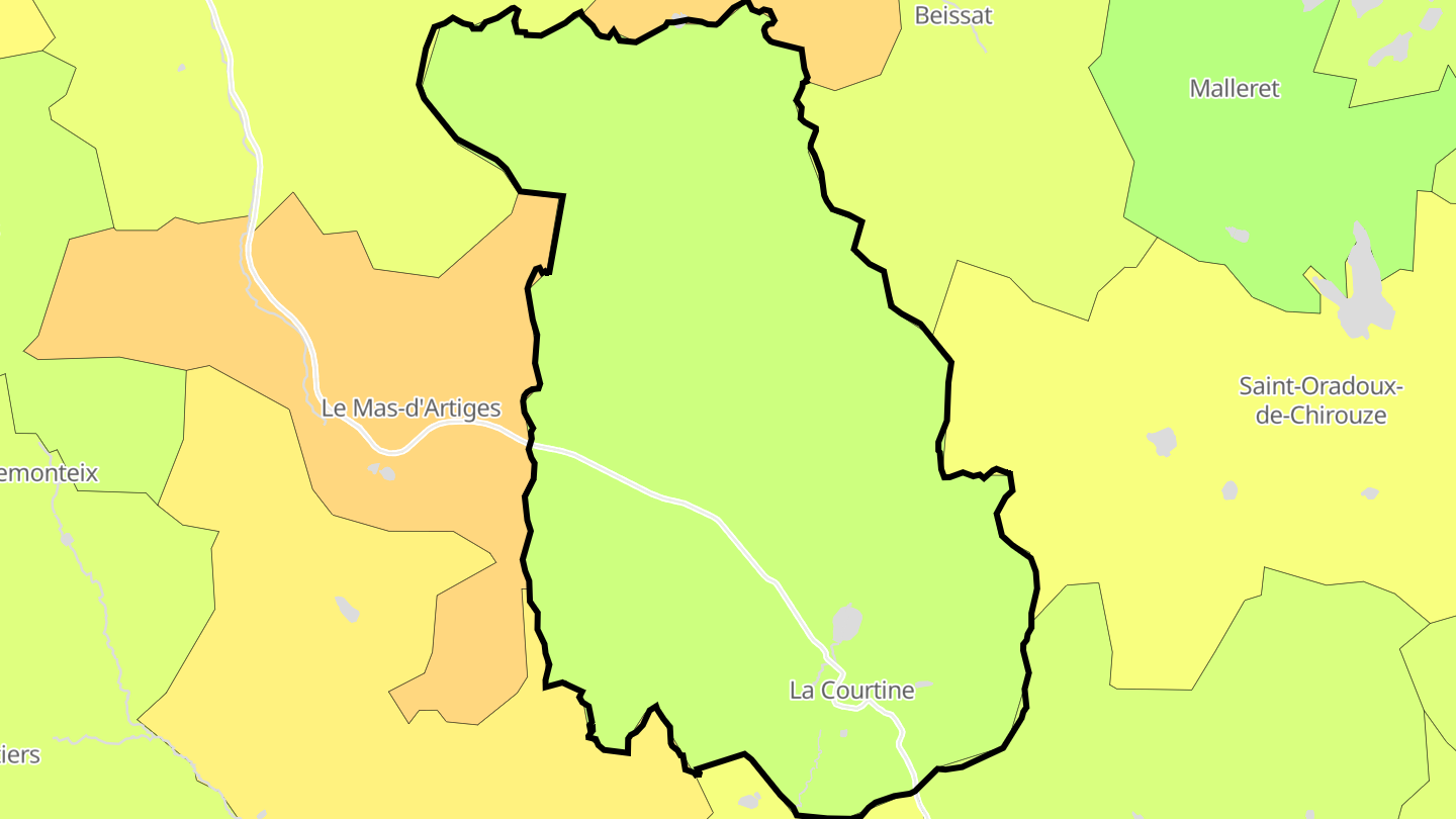Carte des prix de l'immobilier La Courtine