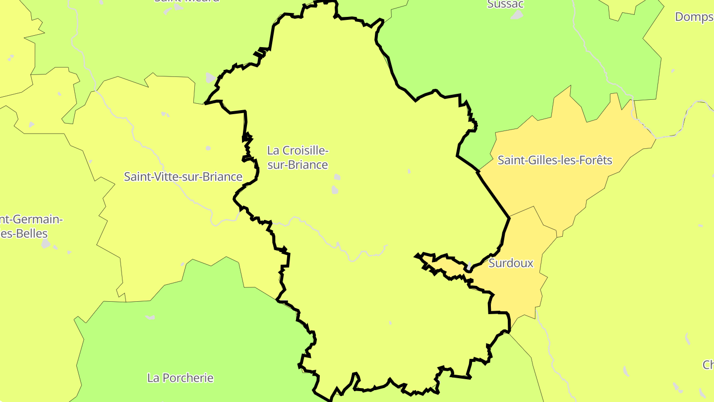 Carte des prix de l'immobilier La Croisille-sur-Briance