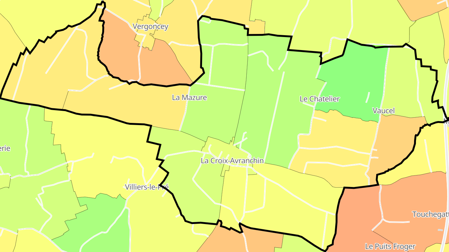 Carte des prix de l'immobilier La Croix-Avranchin