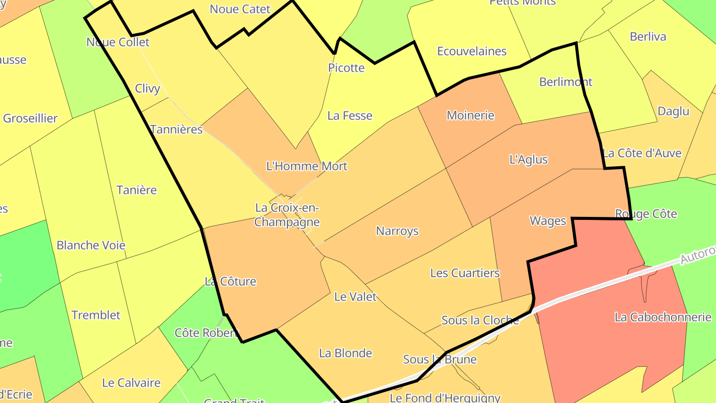 Carte des prix de l'immobilier La Croix-en-Champagne