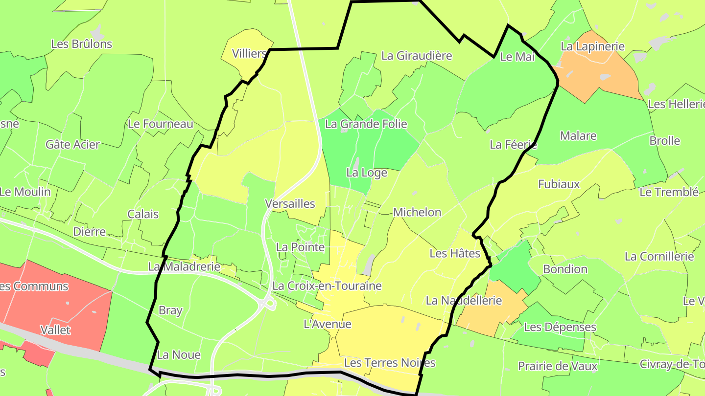 Carte des prix de l'immobilier La Croix-en-Touraine