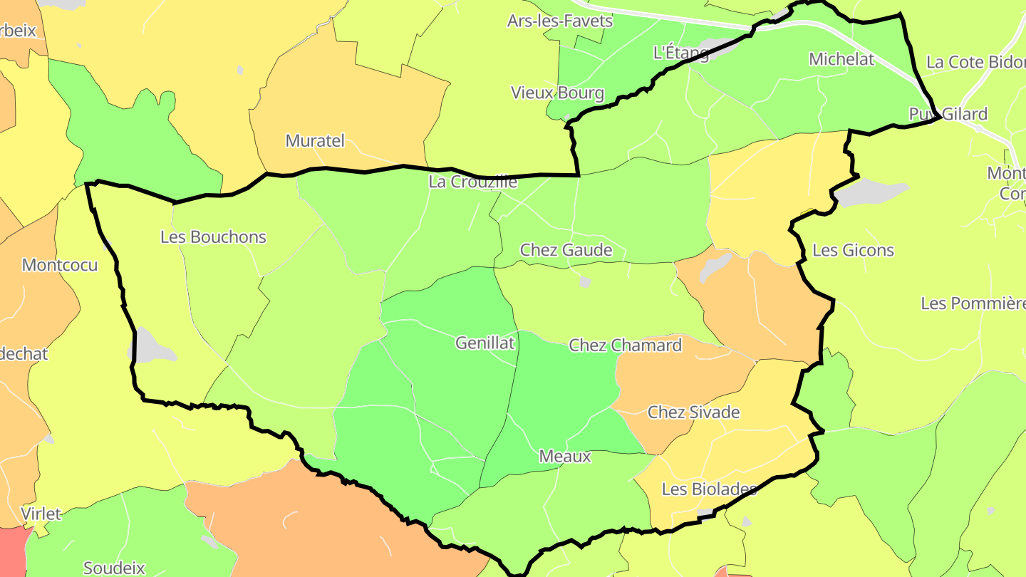 Carte des prix de l'immobilier La Crouzille