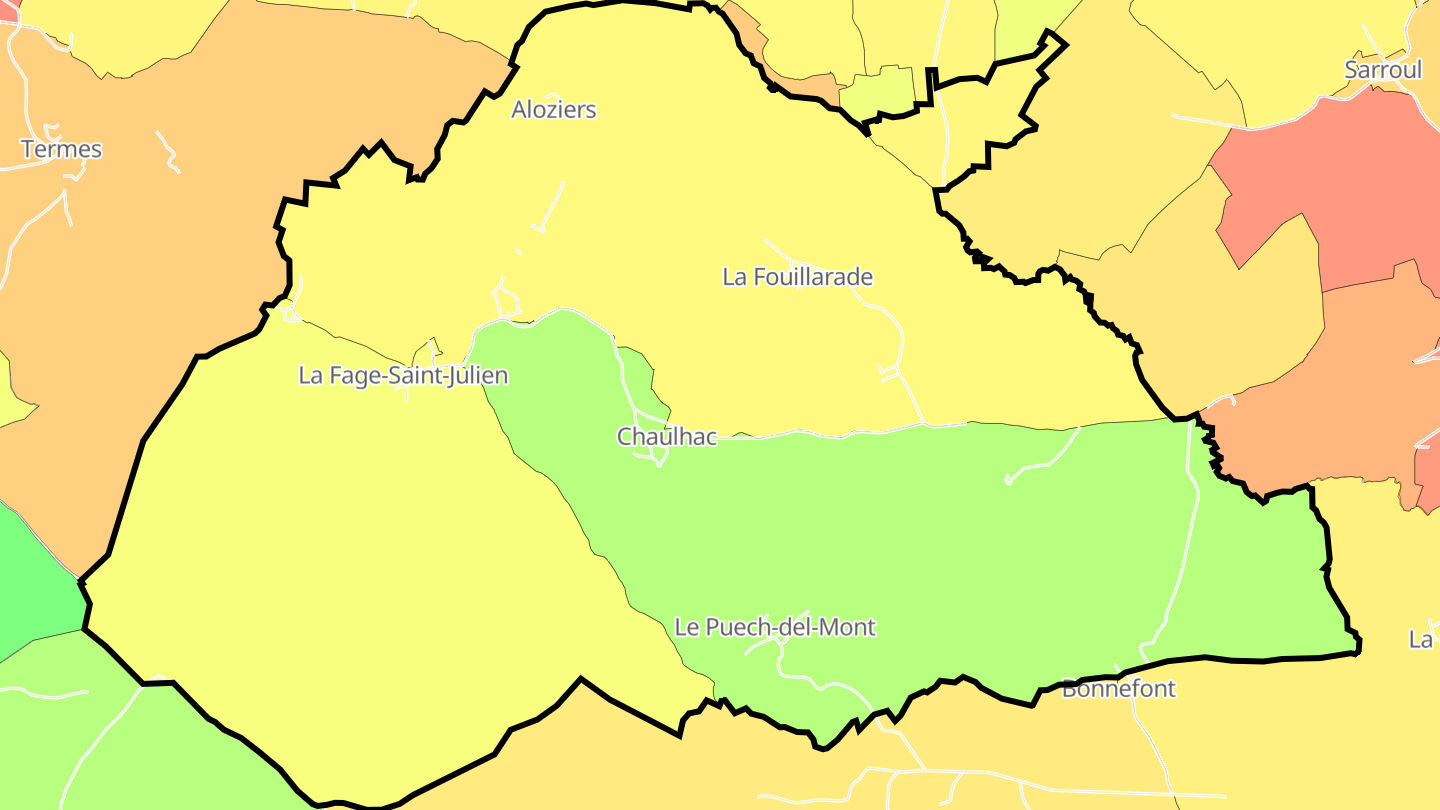 Carte des prix de l'immobilier La Fage-Saint-Julien
