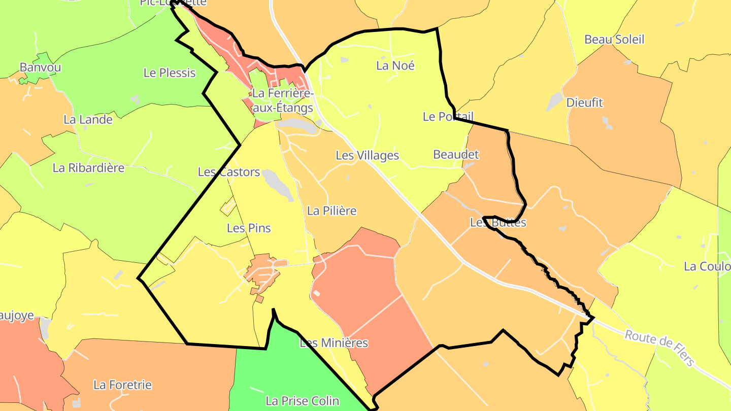 Carte des prix de l'immobilier La Ferrière-aux-Étangs