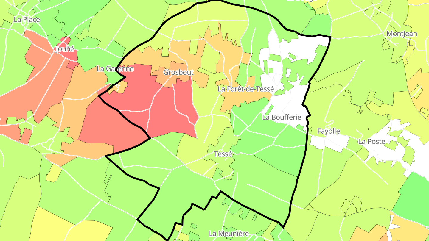 Carte des prix de l'immobilier La Forêt-de-Tessé