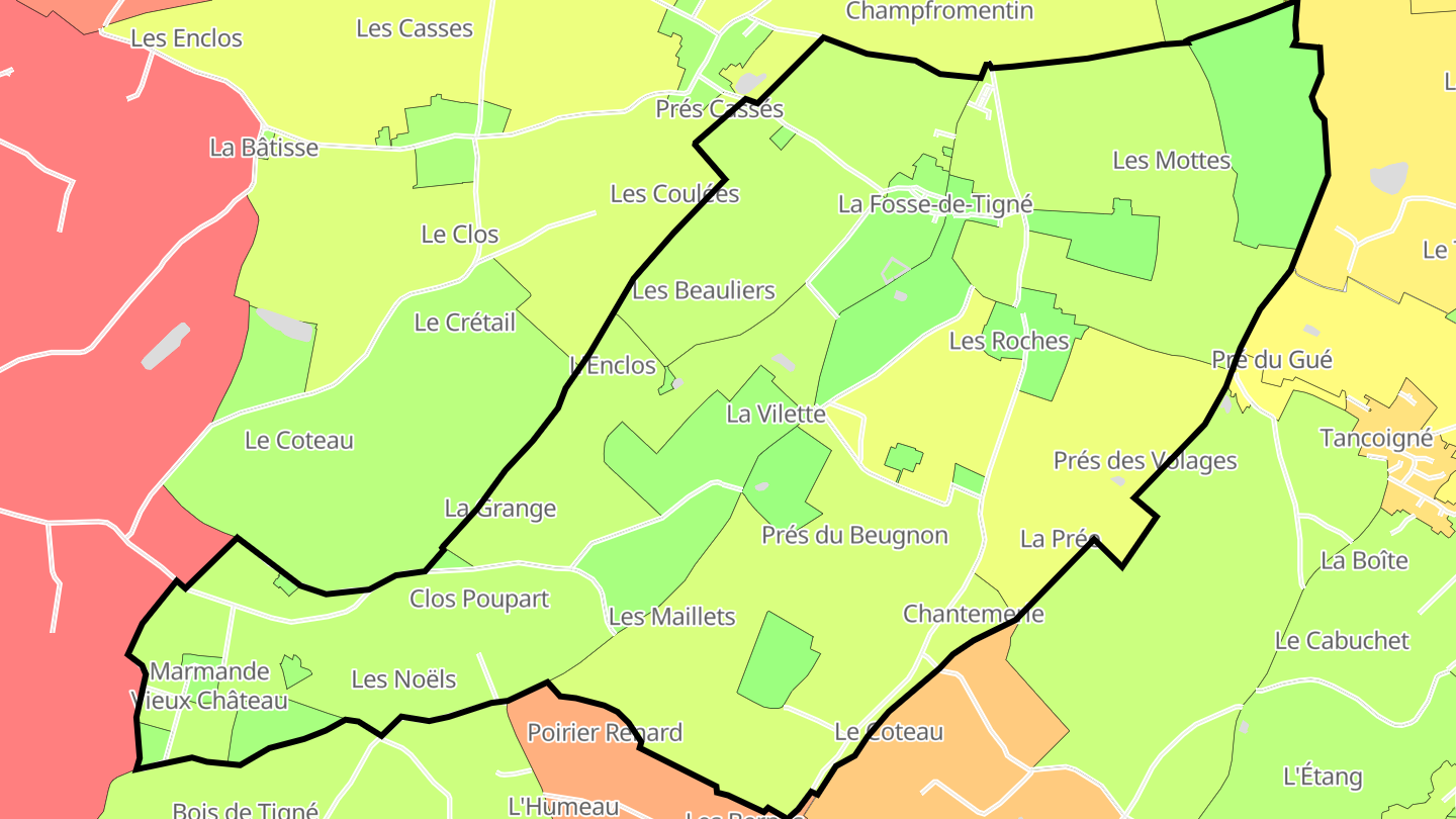 Carte des prix de l'immobilier La Fosse-de-Tigné