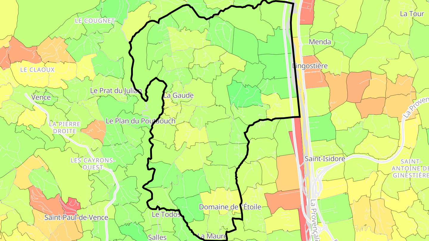 Carte des prix de l'immobilier La Gaude