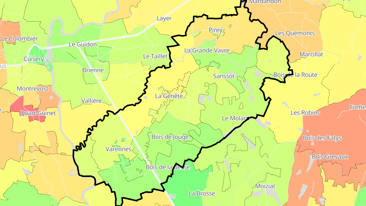 Carte des prix de l'immobilier La Genête