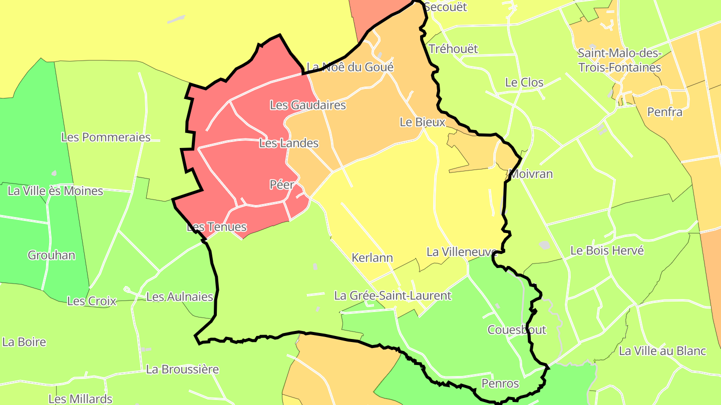 Carte des prix de l'immobilier La Grée-Saint-Laurent