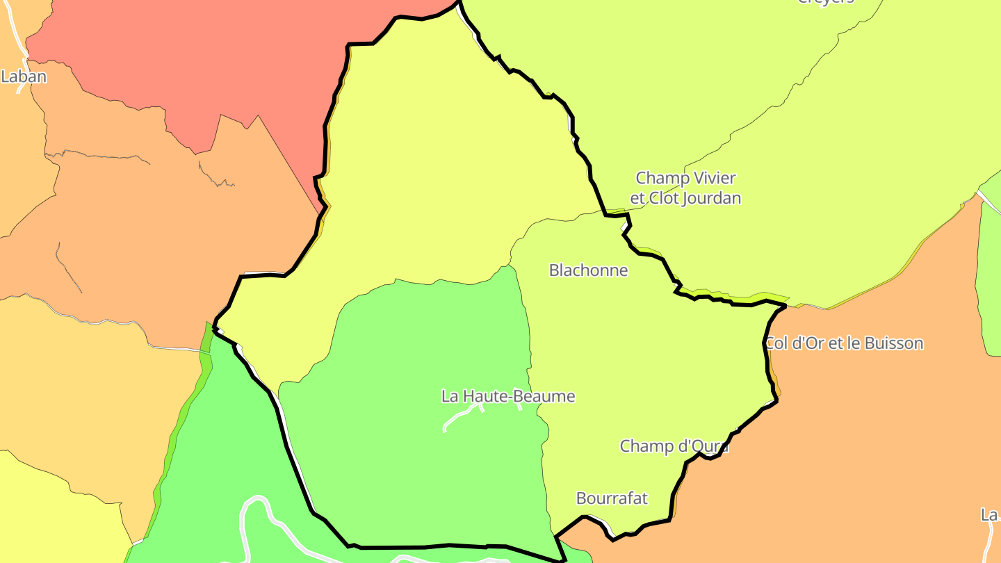 Carte des prix de l'immobilier La Haute-Beaume