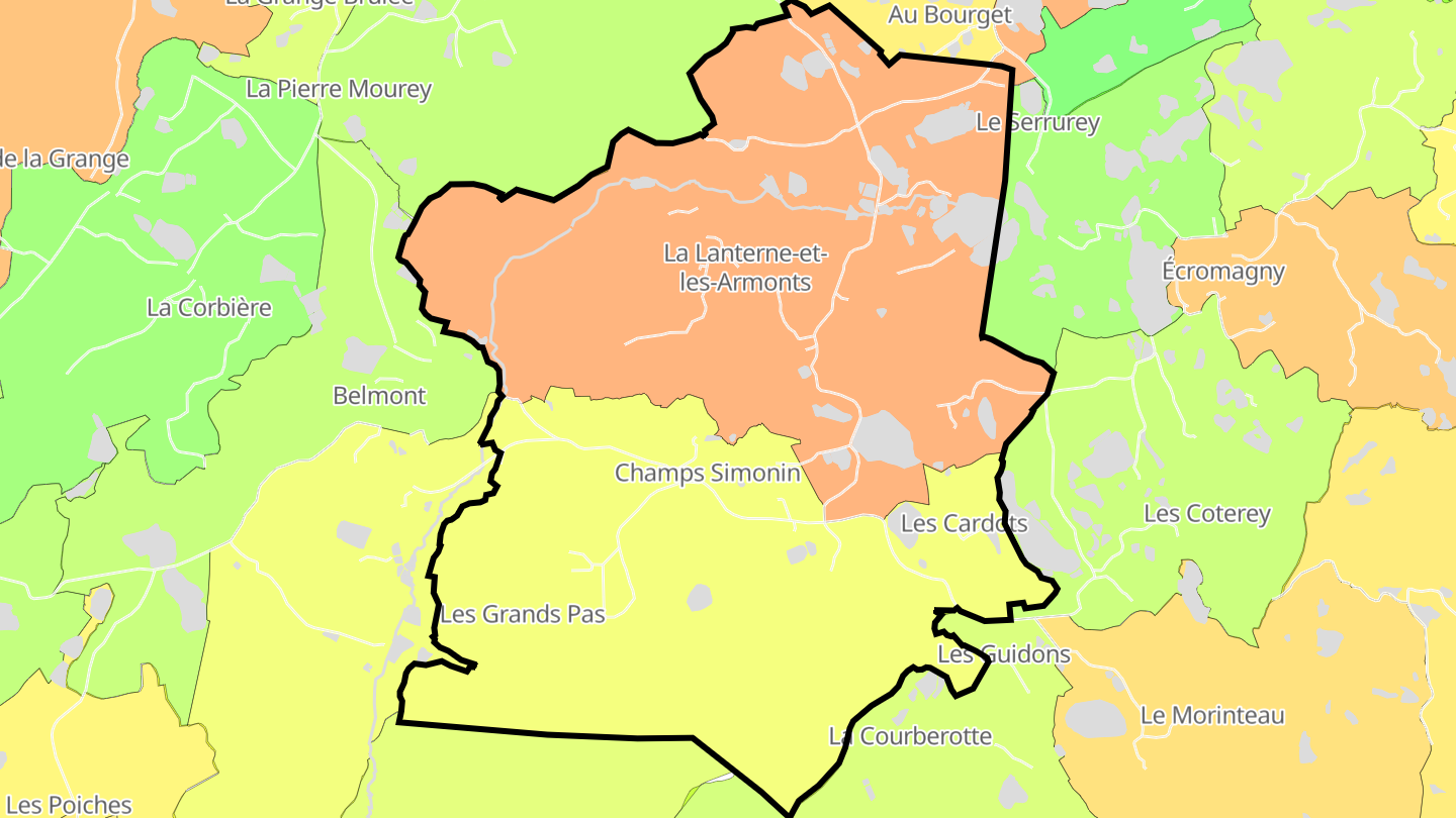 Carte des prix de l'immobilier La Lanterne-et-les-Armonts