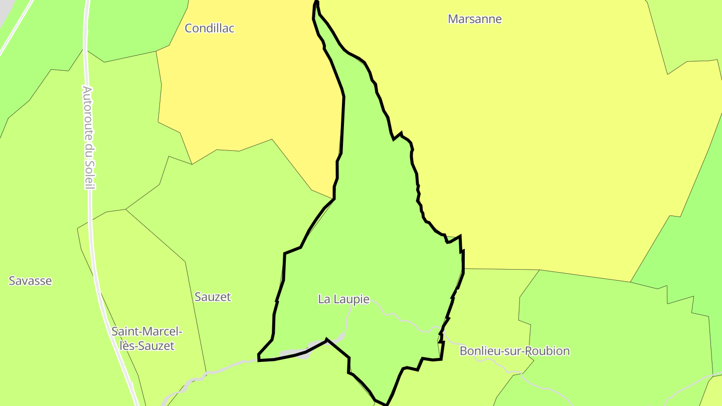 Carte des prix de l'immobilier La Laupie