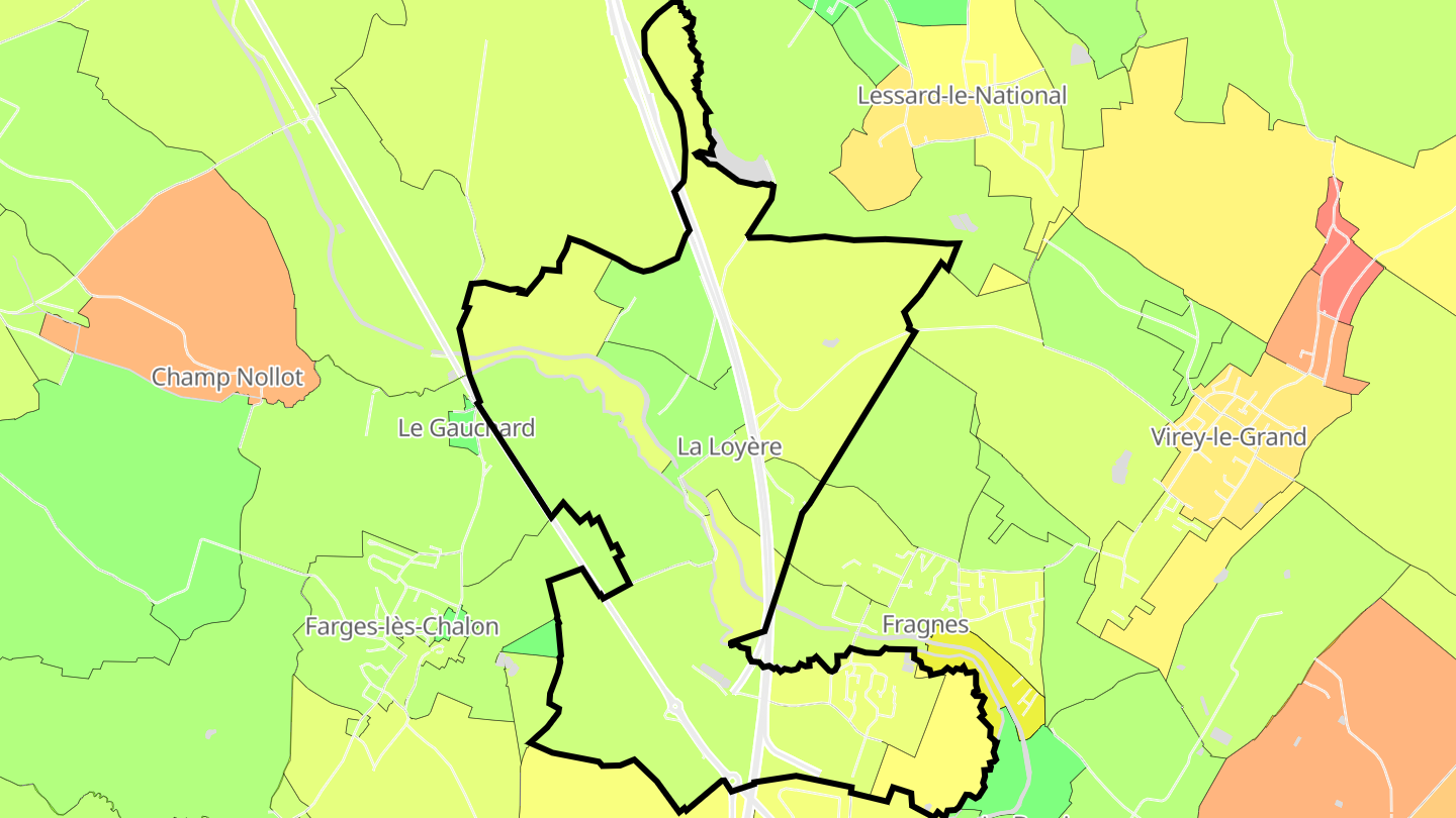 Carte des prix de l'immobilier La Loyère