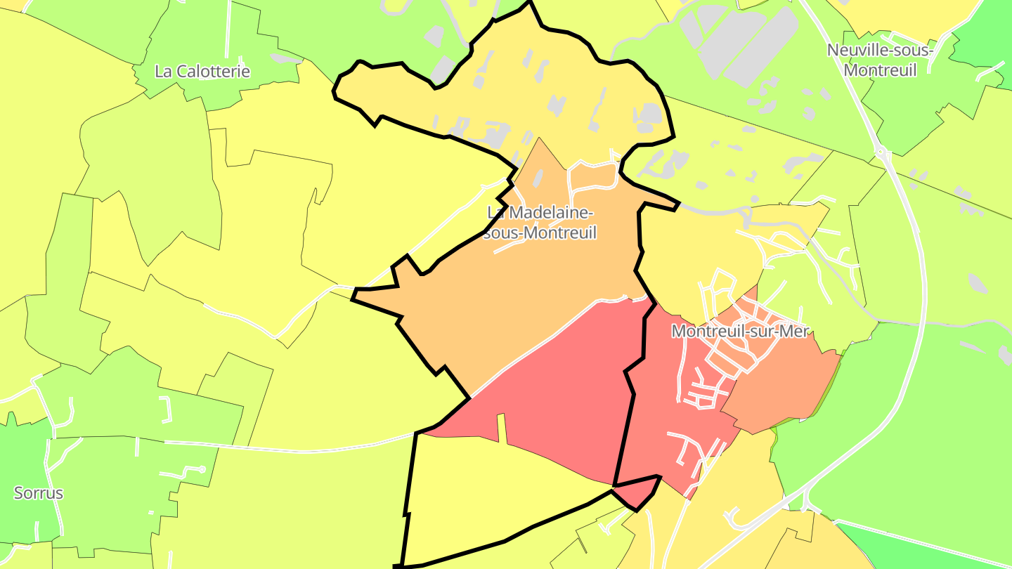 Carte des prix de l'immobilier La Madelaine-sous-Montreuil