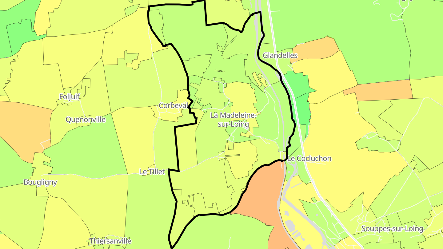Carte des prix de l'immobilier La Madeleine-sur-Loing
