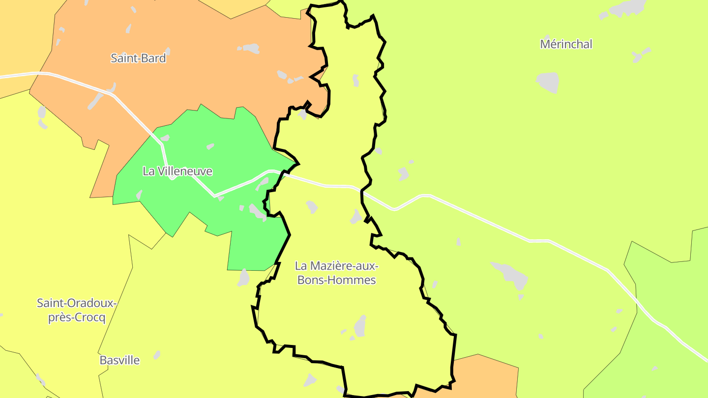 Carte des prix de l'immobilier La Mazière-aux-Bons-Hommes