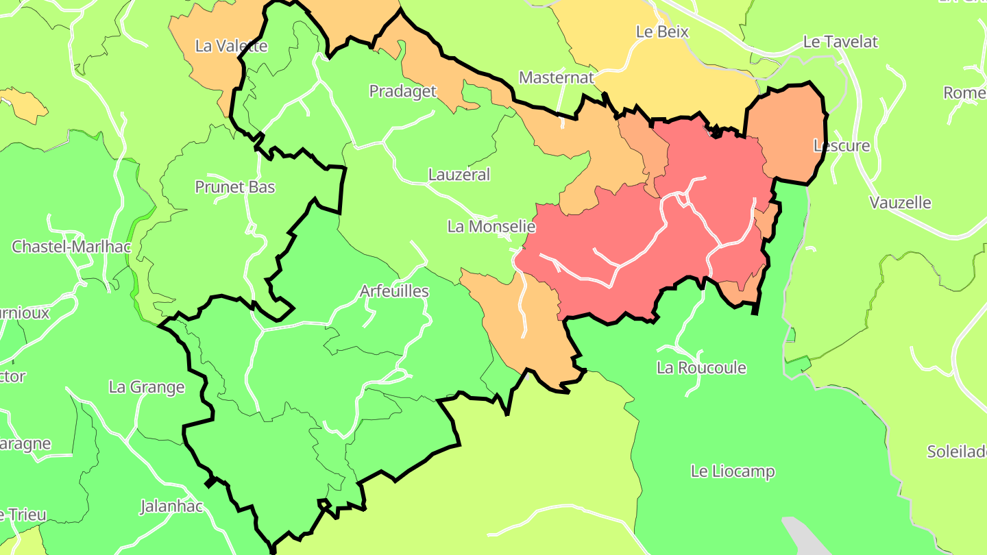 Carte des prix de l'immobilier La Monselie