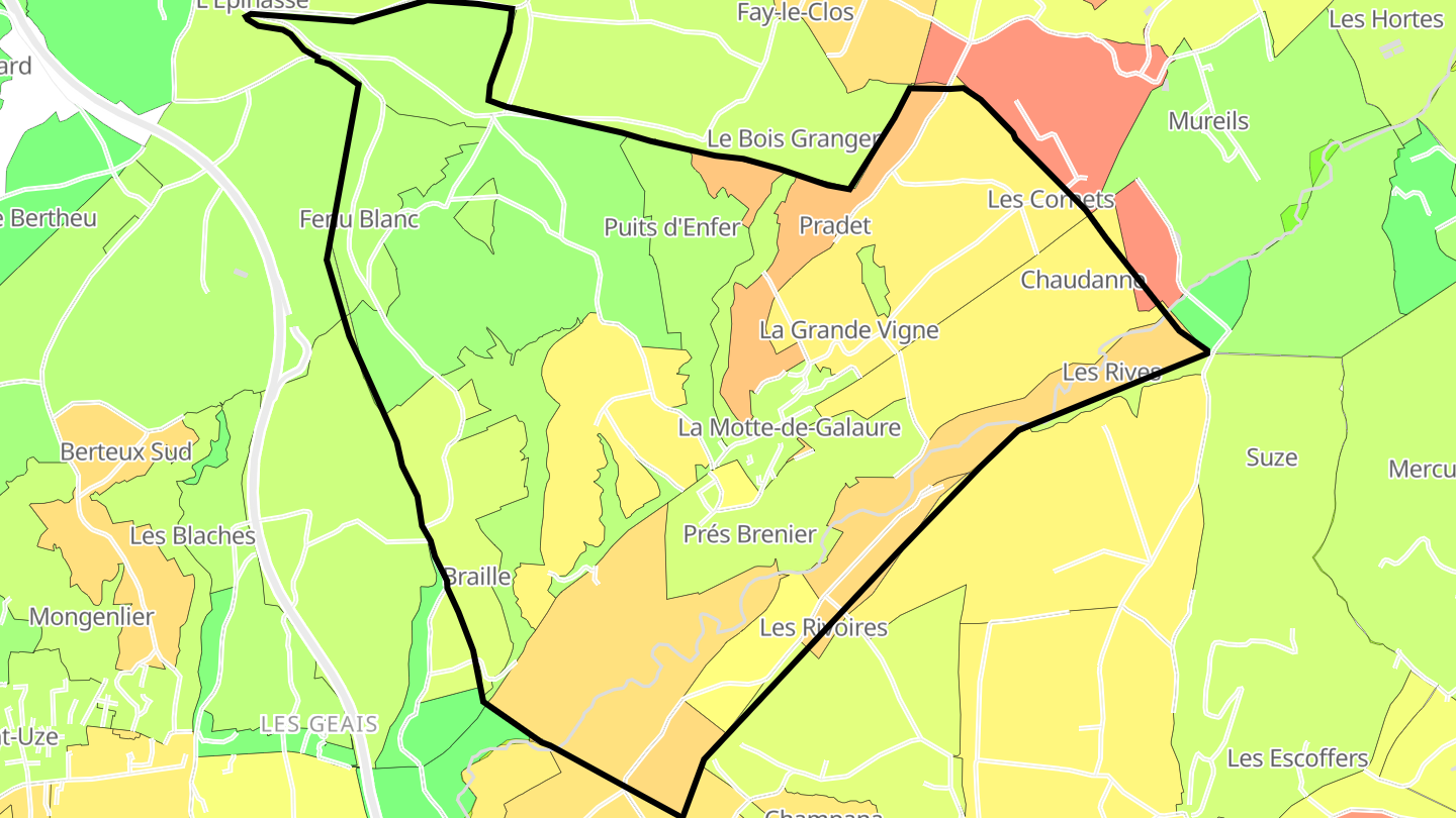 Carte des prix de l'immobilier La Motte-de-Galaure