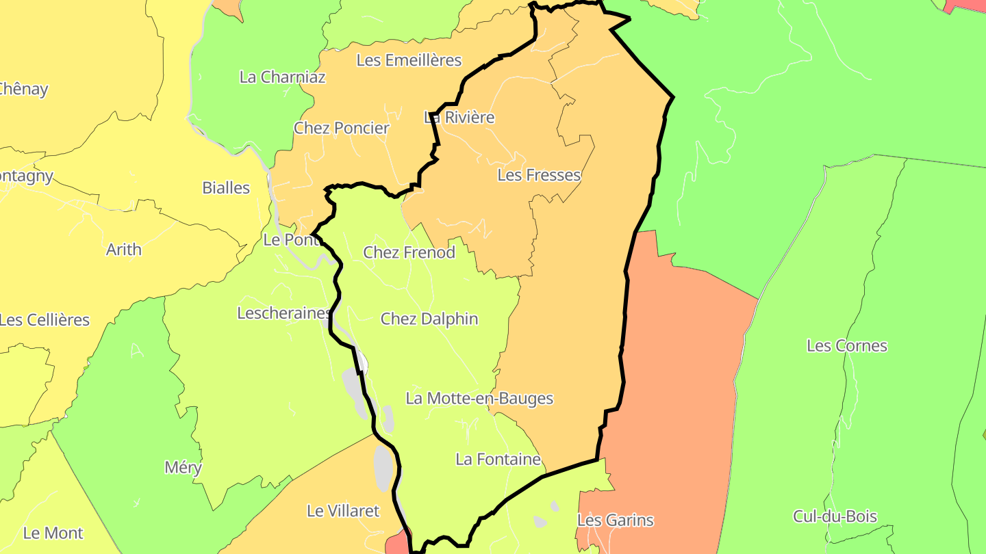 Carte des prix de l'immobilier La Motte-en-Bauges