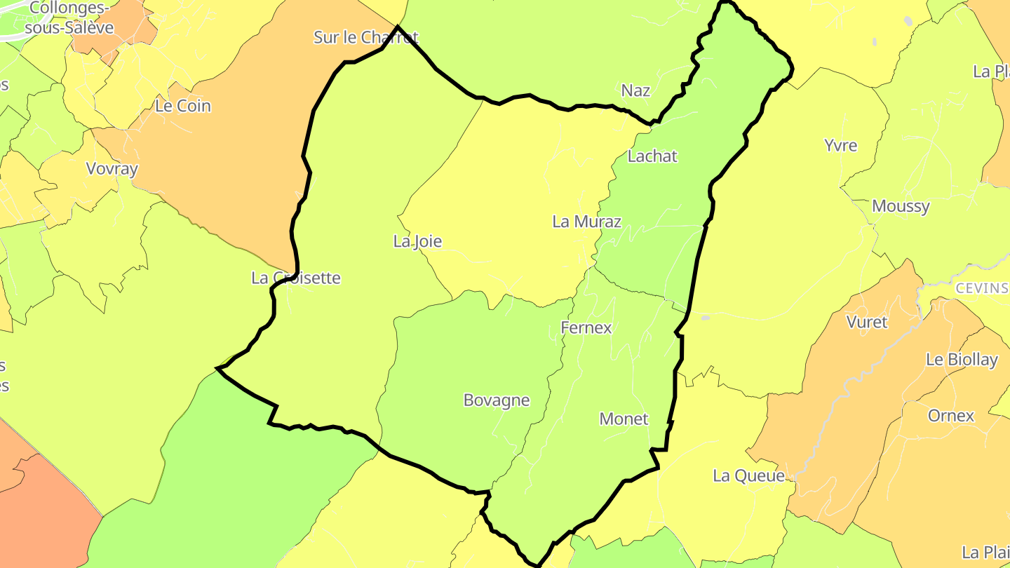Carte des prix de l'immobilier La Muraz
