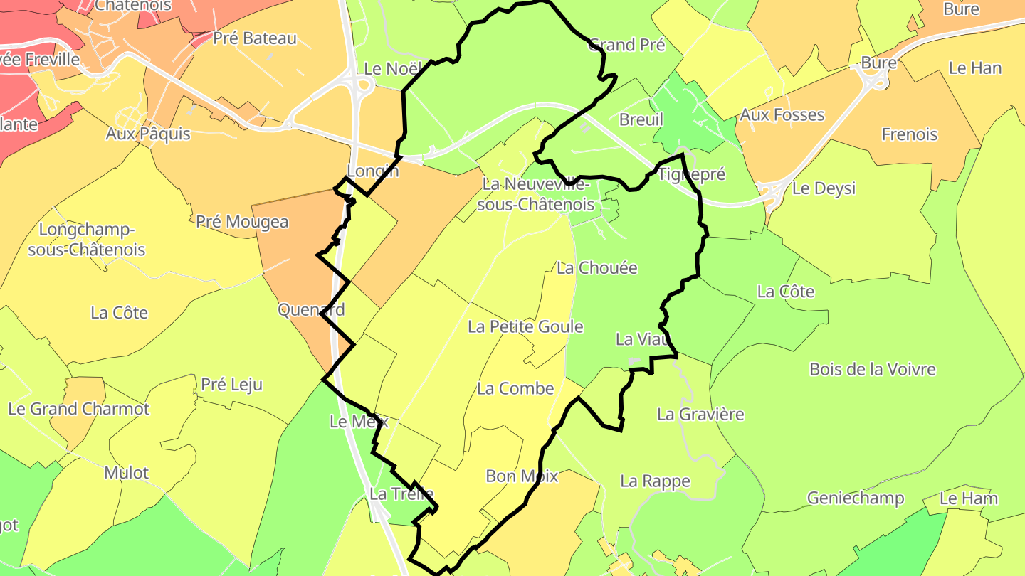 Carte des prix de l'immobilier La Neuveville-sous-Châtenois