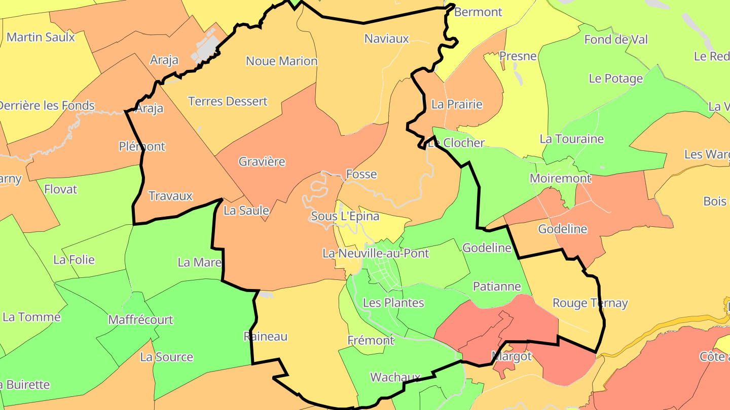 Carte des prix de l'immobilier La Neuville-au-Pont