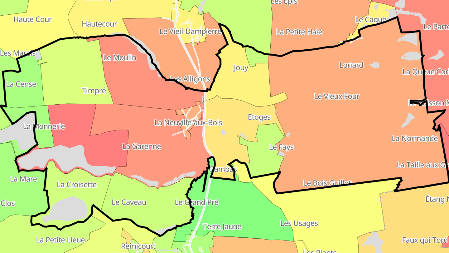 Carte des prix de l'immobilier La Neuville-aux-Bois