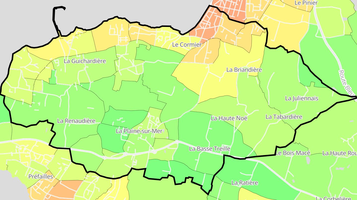 Carte des prix de l'immobilier La Plaine-sur-Mer
