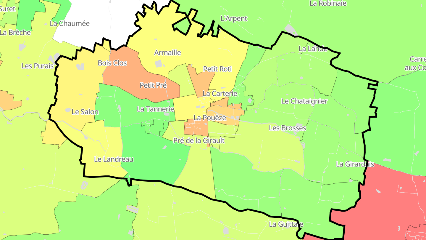 Carte des prix de l'immobilier La Pouëze