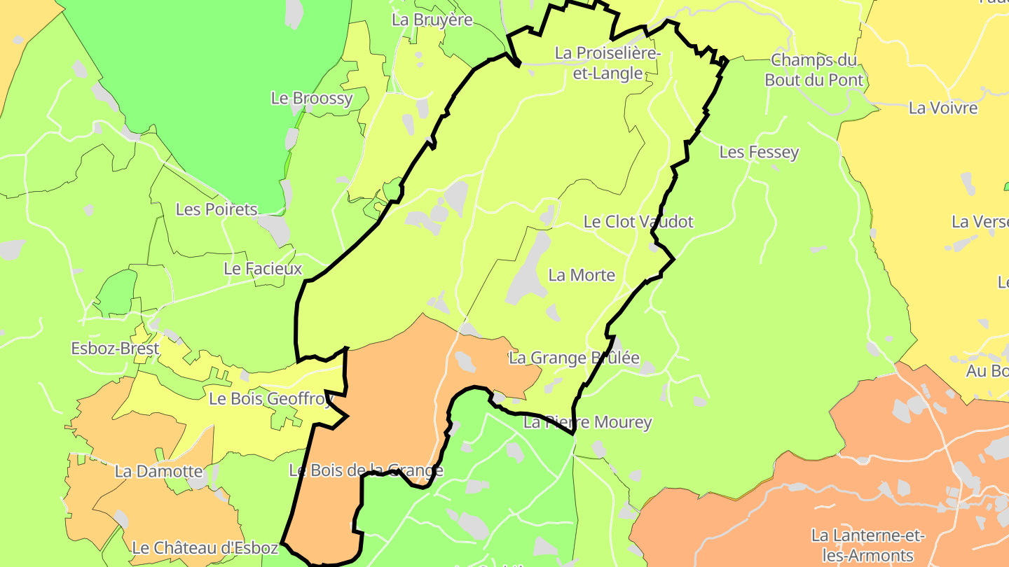Carte des prix de l'immobilier La Proiselière-et-Langle