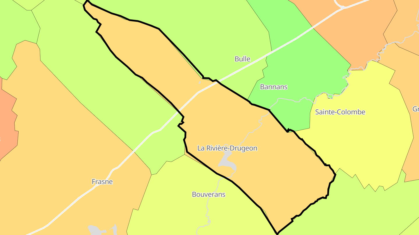 Carte des prix de l'immobilier La Rivière-Drugeon
