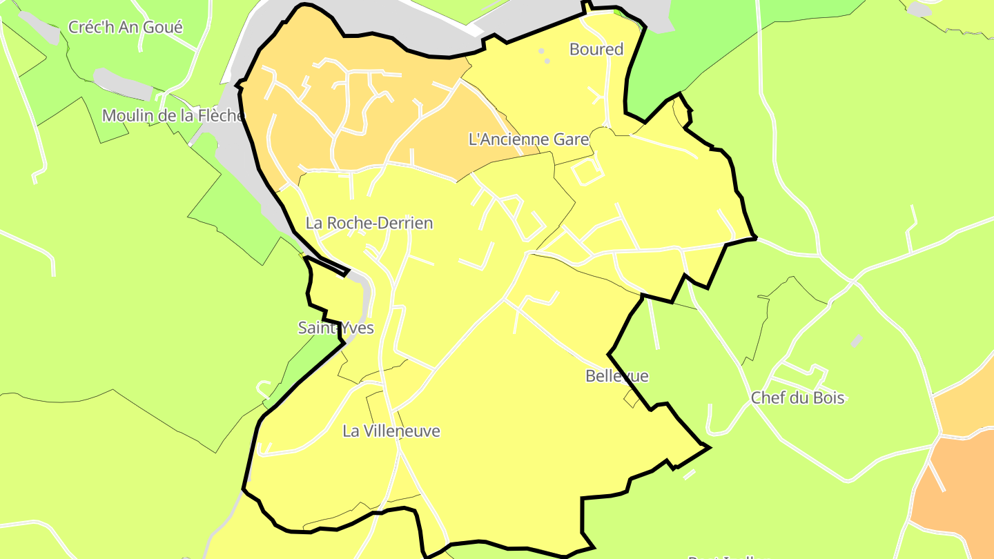 Carte des prix de l'immobilier La Roche-Derrien