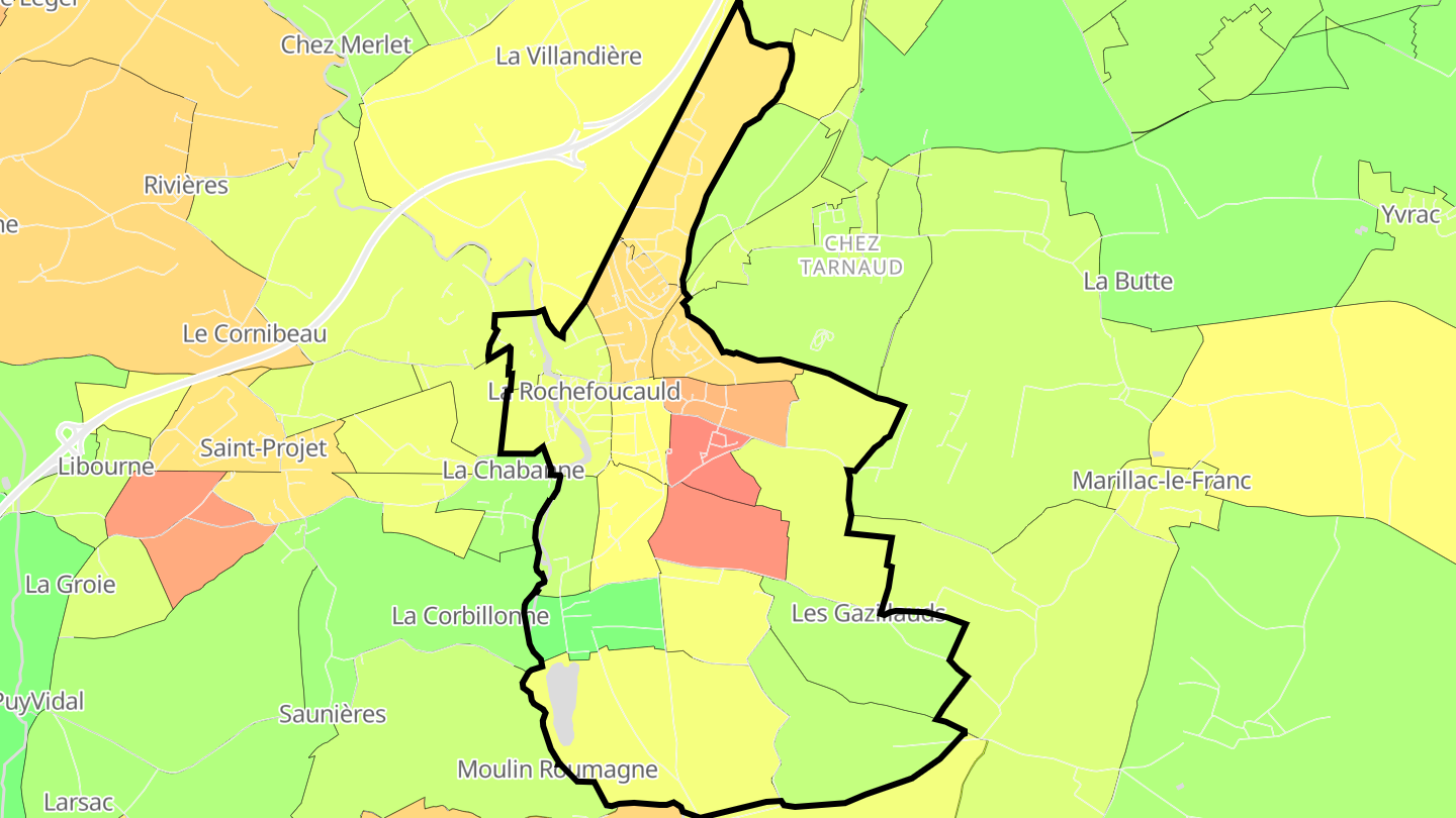 Carte des prix de l'immobilier La Rochefoucauld
