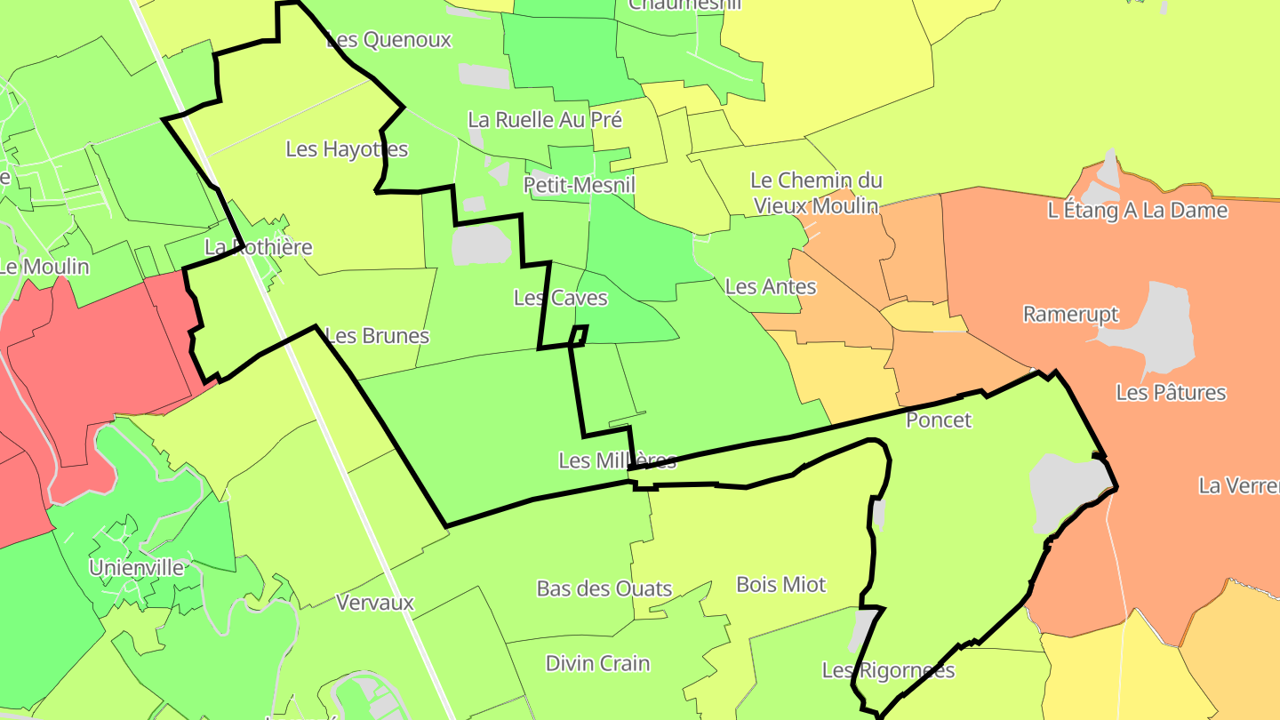 Carte des prix de l'immobilier La Rothière