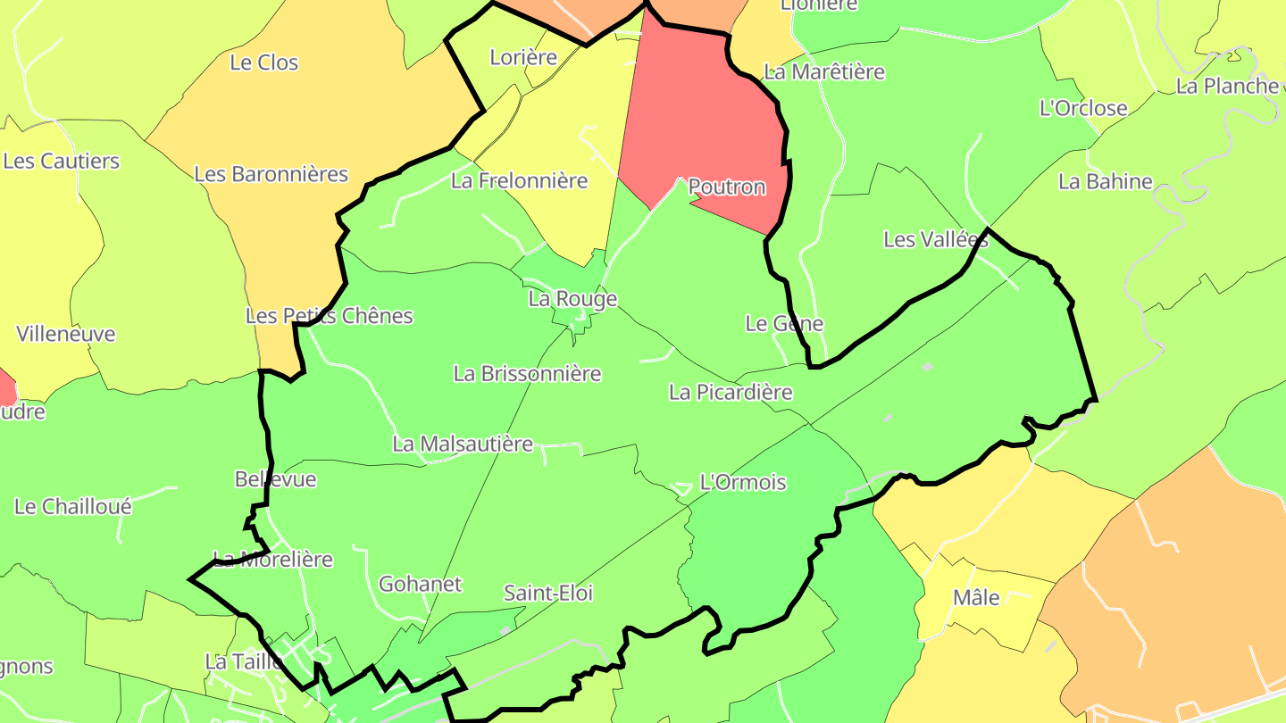 Carte des prix de l'immobilier La Rouge